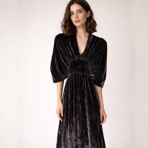 Elsa Esturgie French Designer gray crusted velvet mini dress NWT